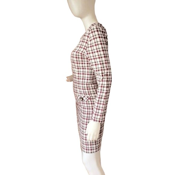 Dress by Choice 6 Vintage 90s Long Sleeve Retro Plaid Mini Knee Length Pencil - Picture 3 of 8